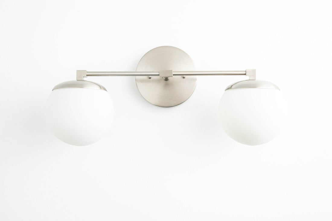 Glorica Glass Vanity Light - Art Deco Brass Wall Globe Fixture Modern