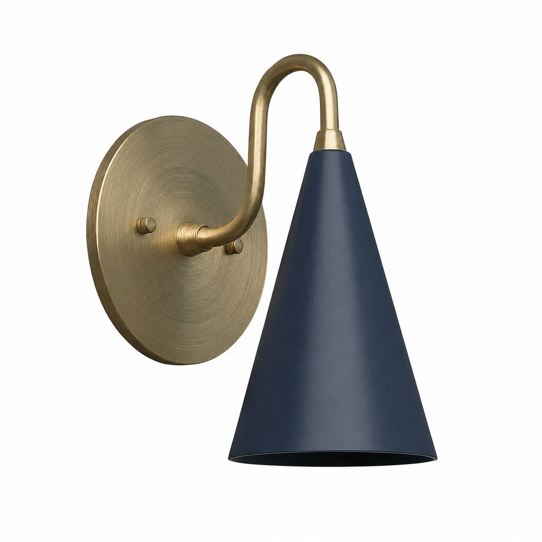 Curva Metal Cone Shade Sconce – Vintage Brass Wall Light for Entryway or Stairwell