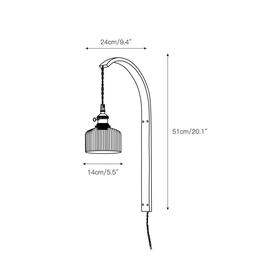 Curved Walnut Ceramic Plug-in Wall Light