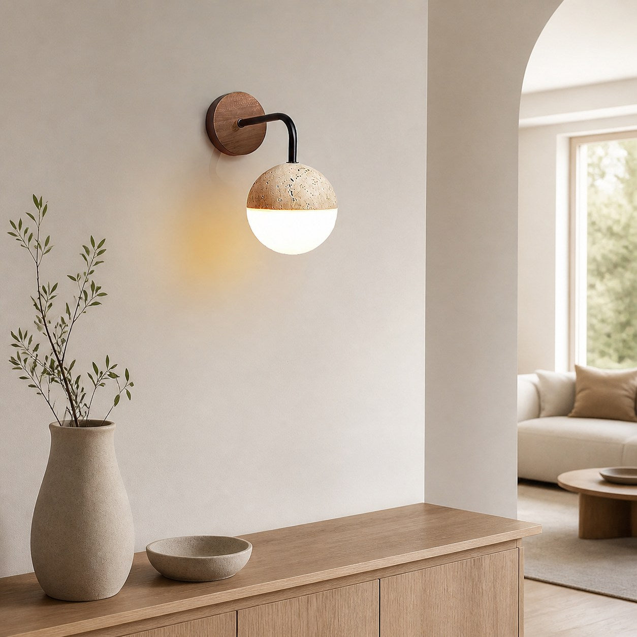 Tia Travertine Wall Lamp