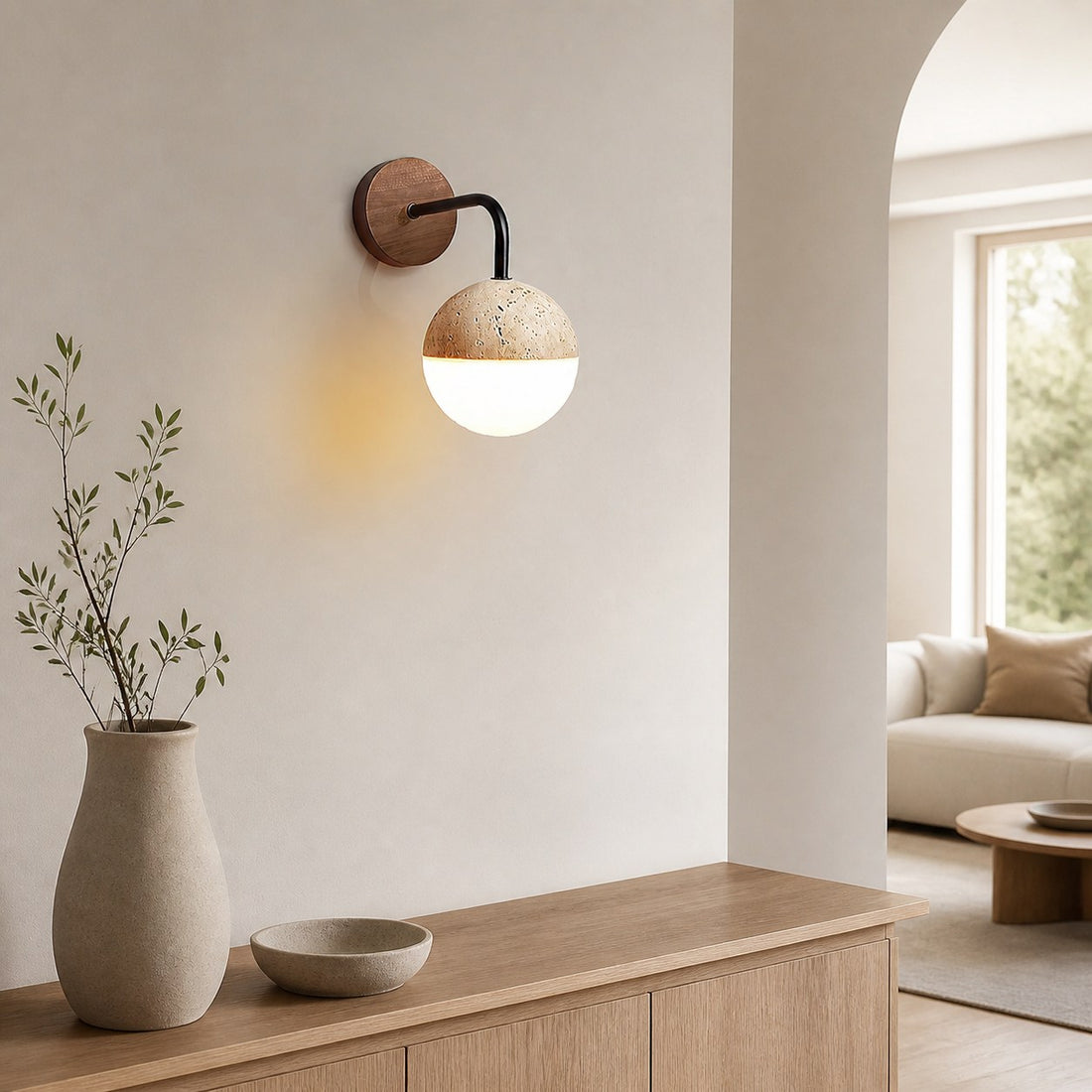 Tia Travertine Wall Lamp