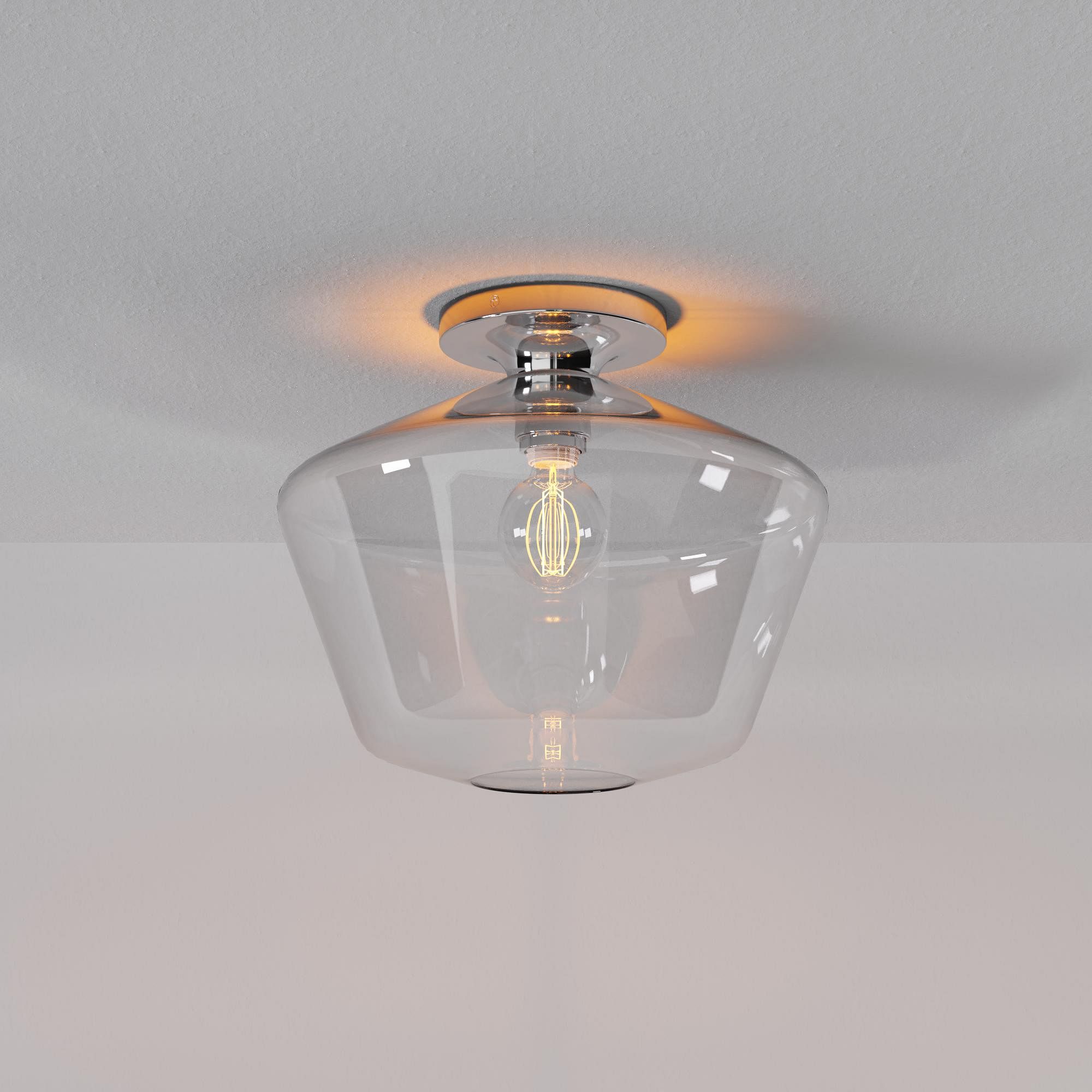 Merin Minimalist Sleek Geometric Glass Flushmount Light