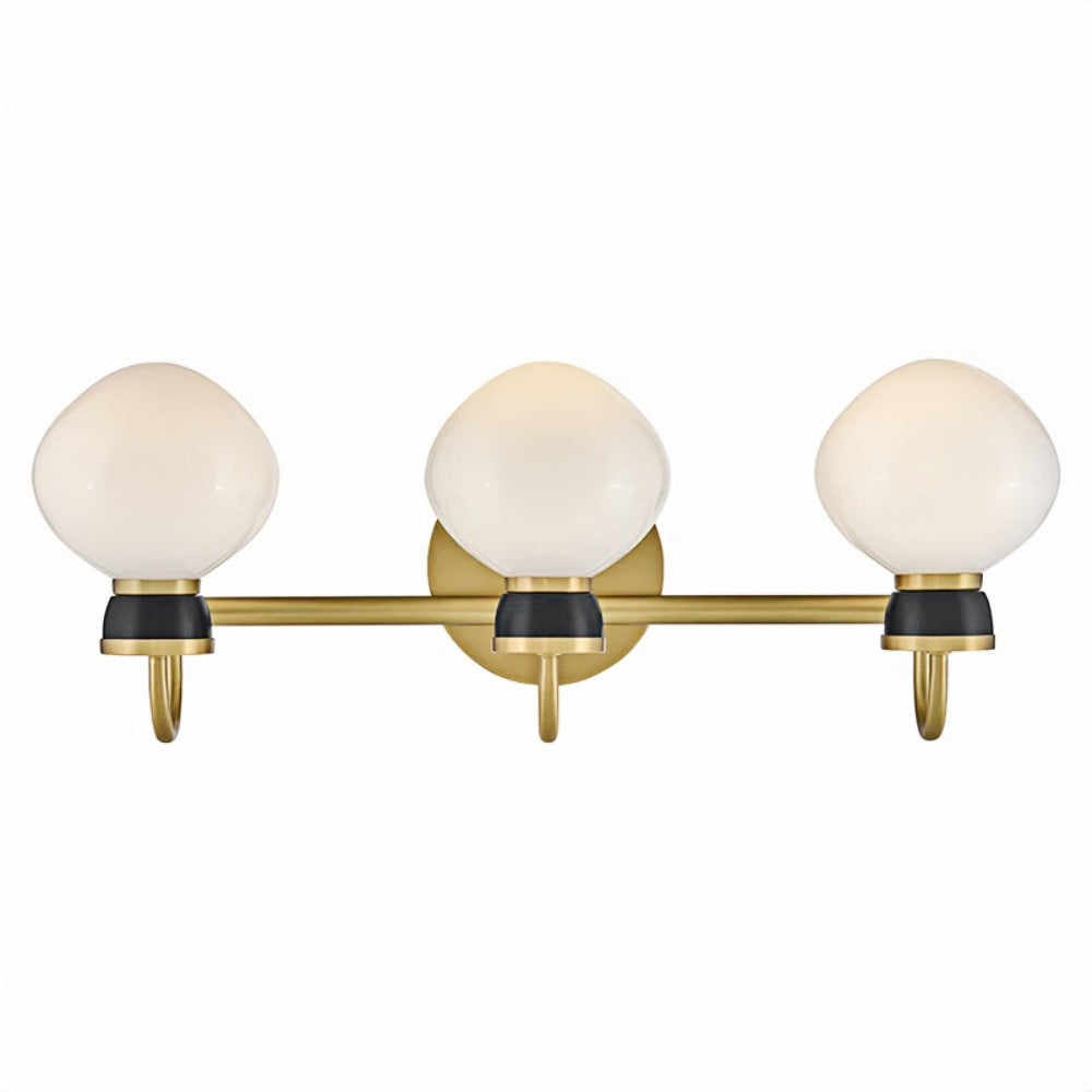 Lucy Brass Vanity Wall Light - Cased Opal Glass Bathroom Sconce