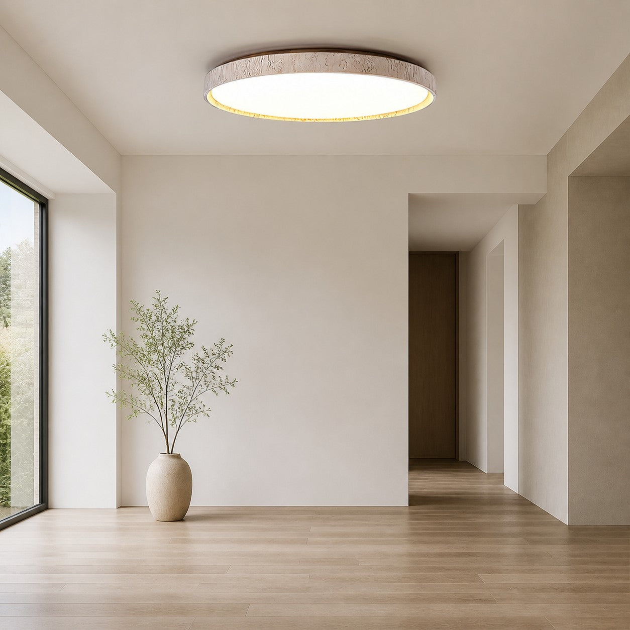 Ultra-thin Round Travertine Ceiling Lamp