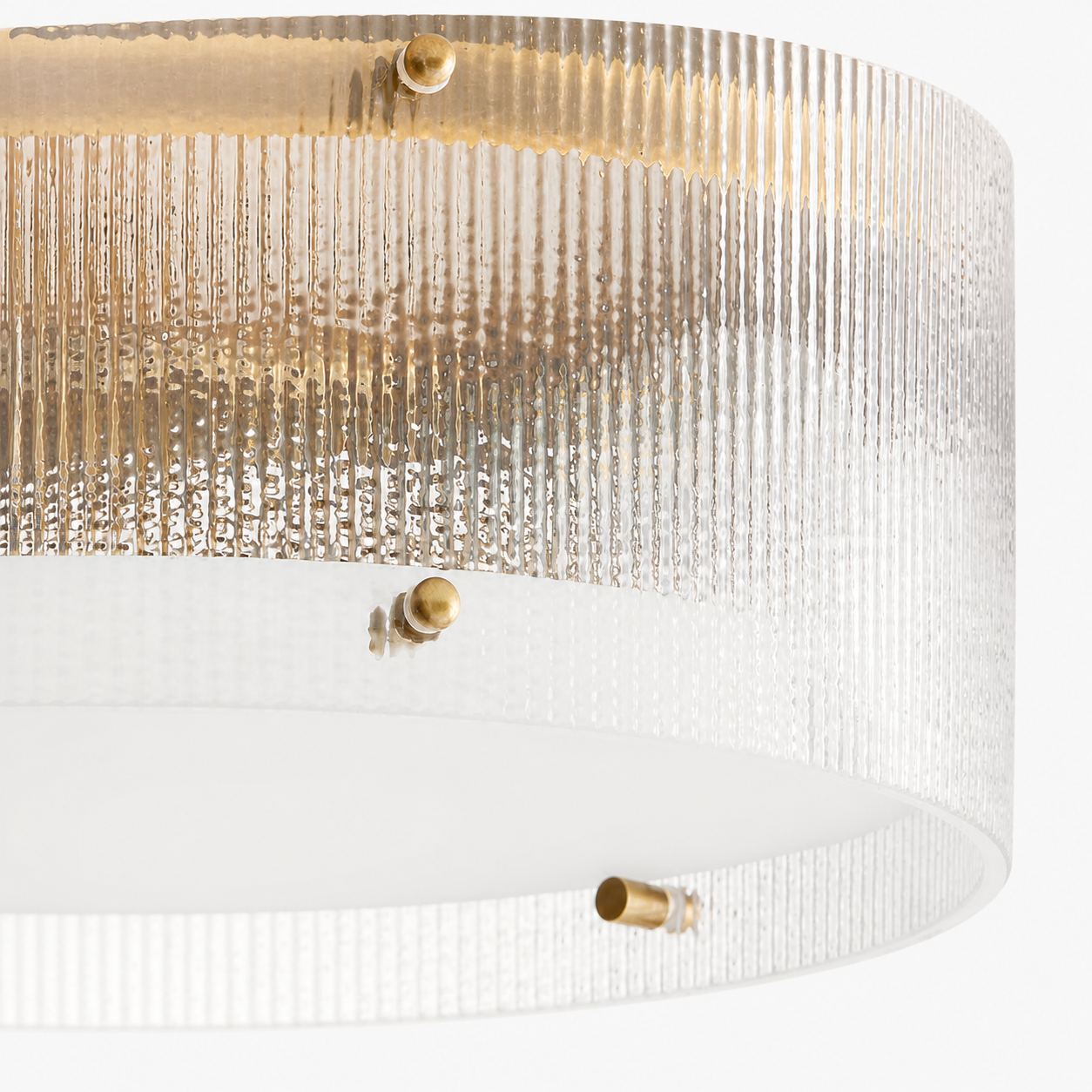 Glimmerove Fluted Glass Brass Round Ceiling Light – Rustic Chic Flush Mount for Living Rooms and Bathrooms