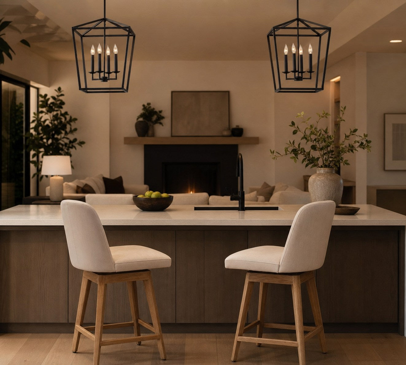Rowan Bronze and Brass Lantern Pendant Light - Steel Hanging Ceiling Fixture