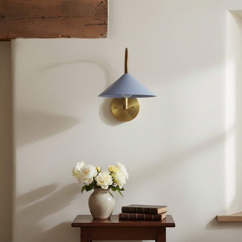 Curva Metal Vintage Wall Sconce  - Elegant Cone Shade for Bedrooms