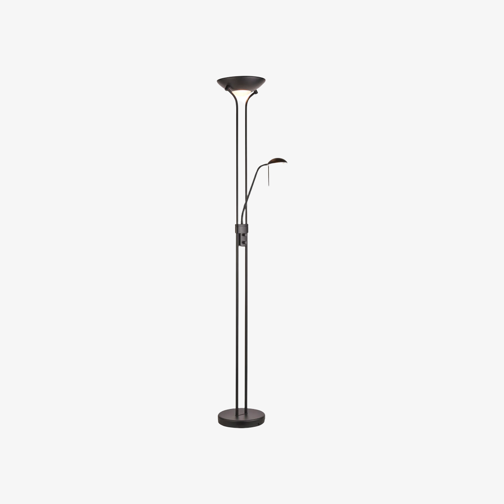 Linexis Art Deco Metal & Opal Glass Floor Lamp – Dual-Light Design for Modern Interiors