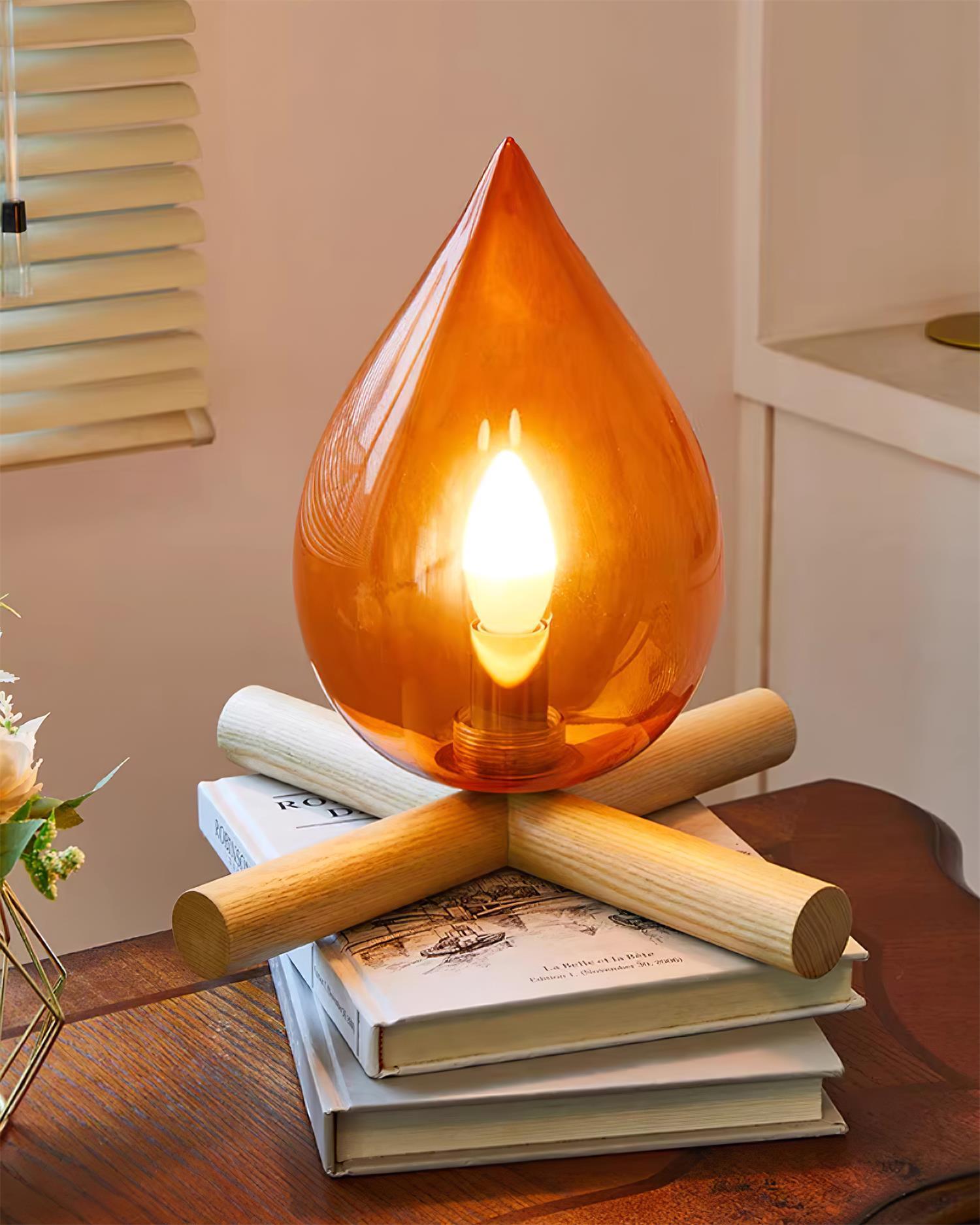 Firewood Stack Flame Table Lamp
