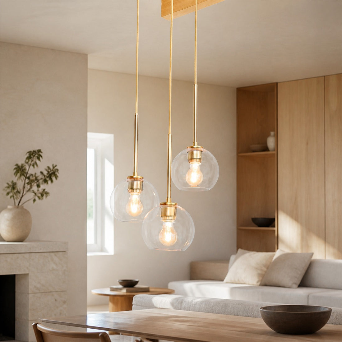 Selvion Minimalist Crystal Chandelier - Handcrafted Glass Sculptural Lighting Fixture