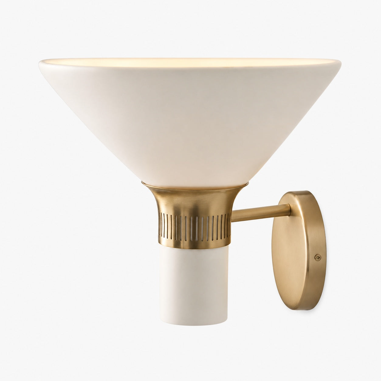 Calvor Champagne Bronze Sconce – Porcelain Ivory Shade Hardwired Wall Light