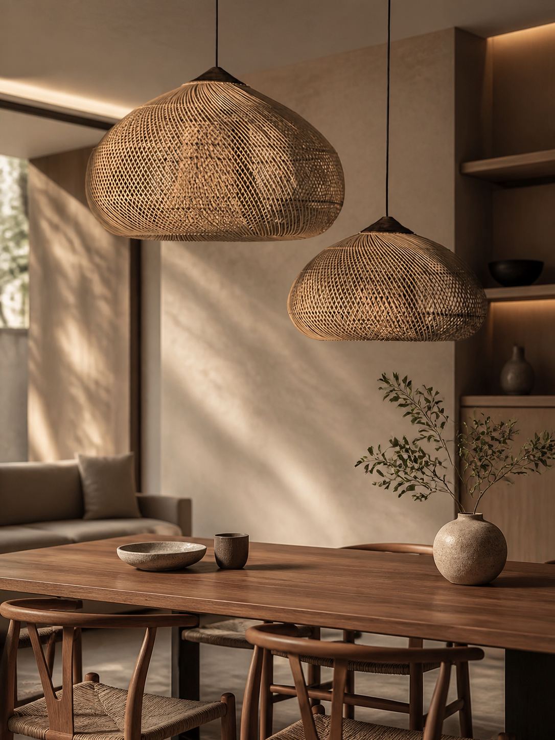 Harp Braided Rattan Pendant Lamp