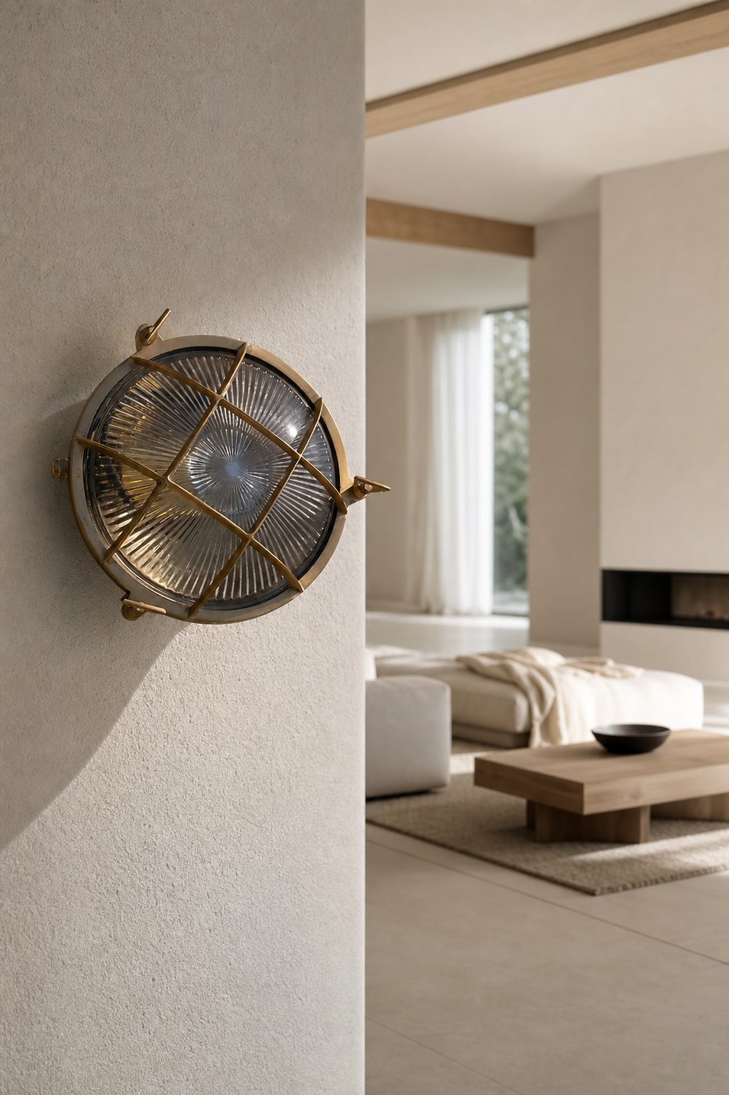 Ivoran Bulkhead Wall Sconce - Brass Caged Glass Vintage Industrial Light for Outdoor and Bathroom