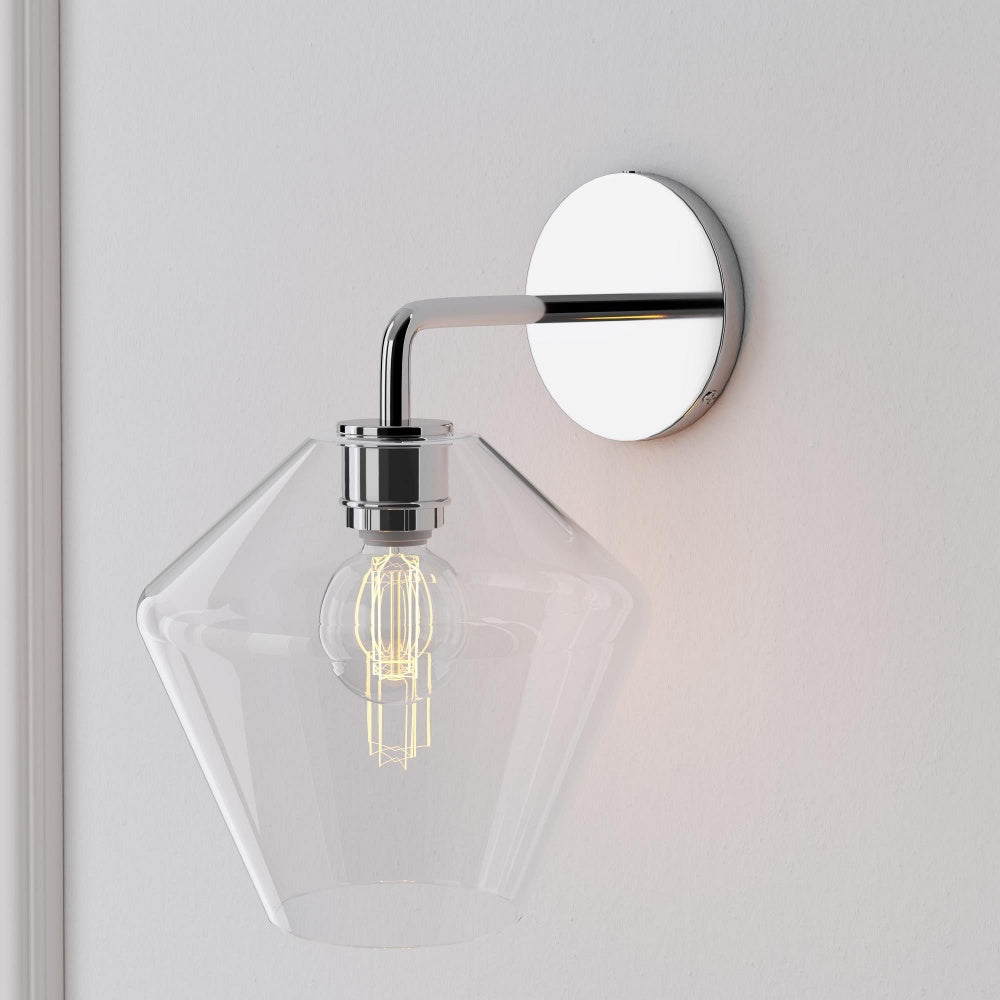Sculptural Glass Geo Sconce - Modern Bathroom Mirror Globe Wall Light