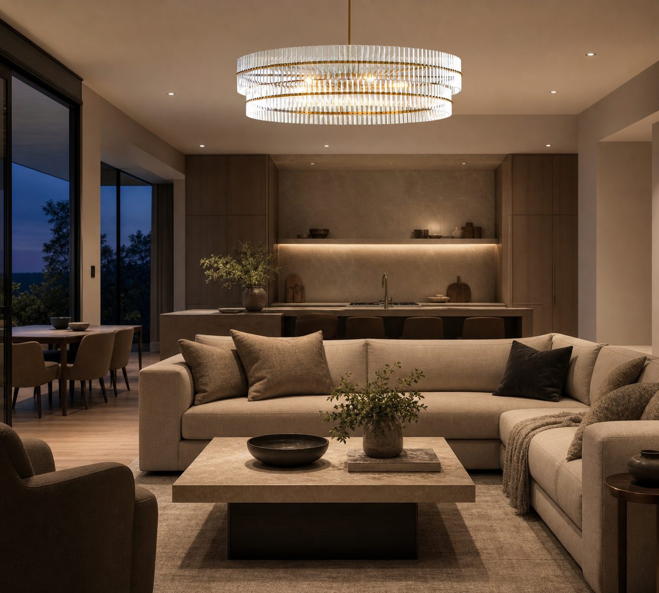 Lumora Crystal Pendant Light – Elegant Tumbled Brass & Cut Glass