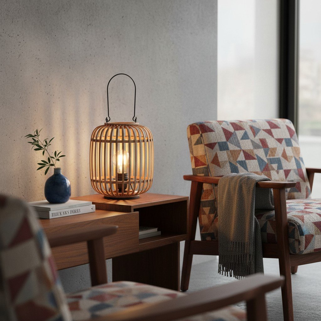Yumeko Ambient Table Lamp - Open Bamboo Cage Design Stylish and Eco Friendly for Living & Bedroom