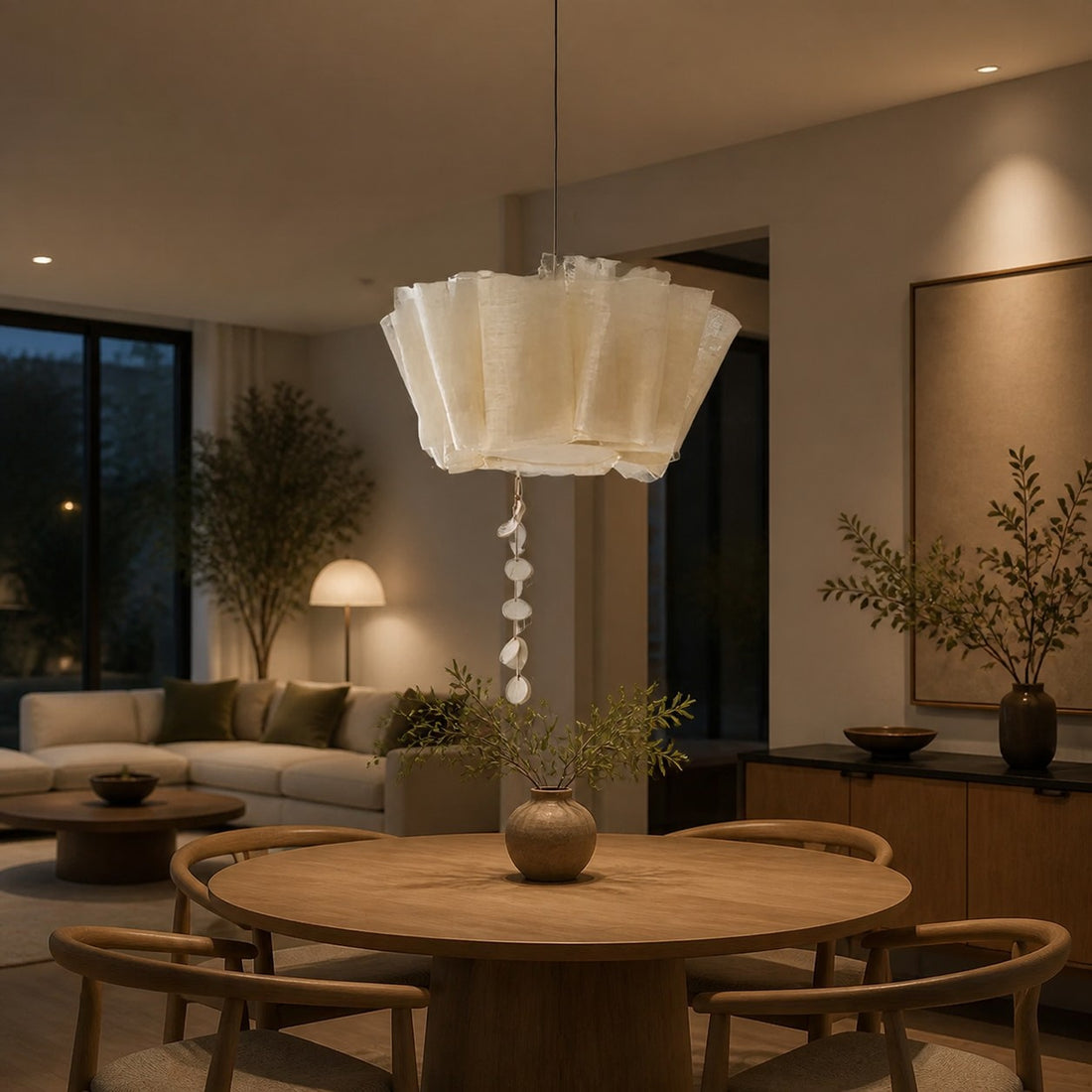 Nordic Linen Pleated  Fabric Pendant Light Lampshade