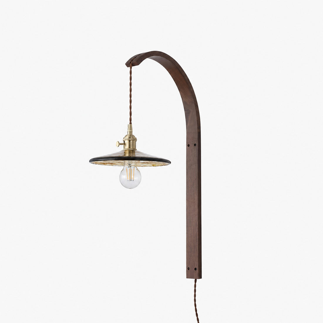 Curved Walnut Ceramic Plug-in Wall Light
