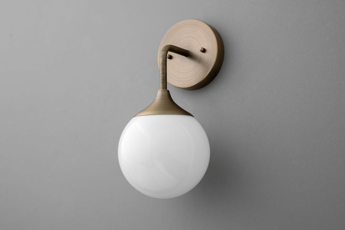Glorica Glass Wall Sconce - Frosted Globe Light with Brass Fixture