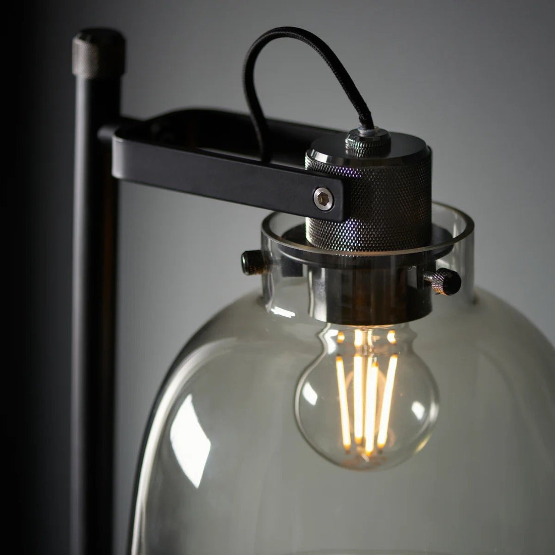 Readium Industrial Floor Lamp - Adjustable Glass Head Metal Base for Living Room and Bedroom