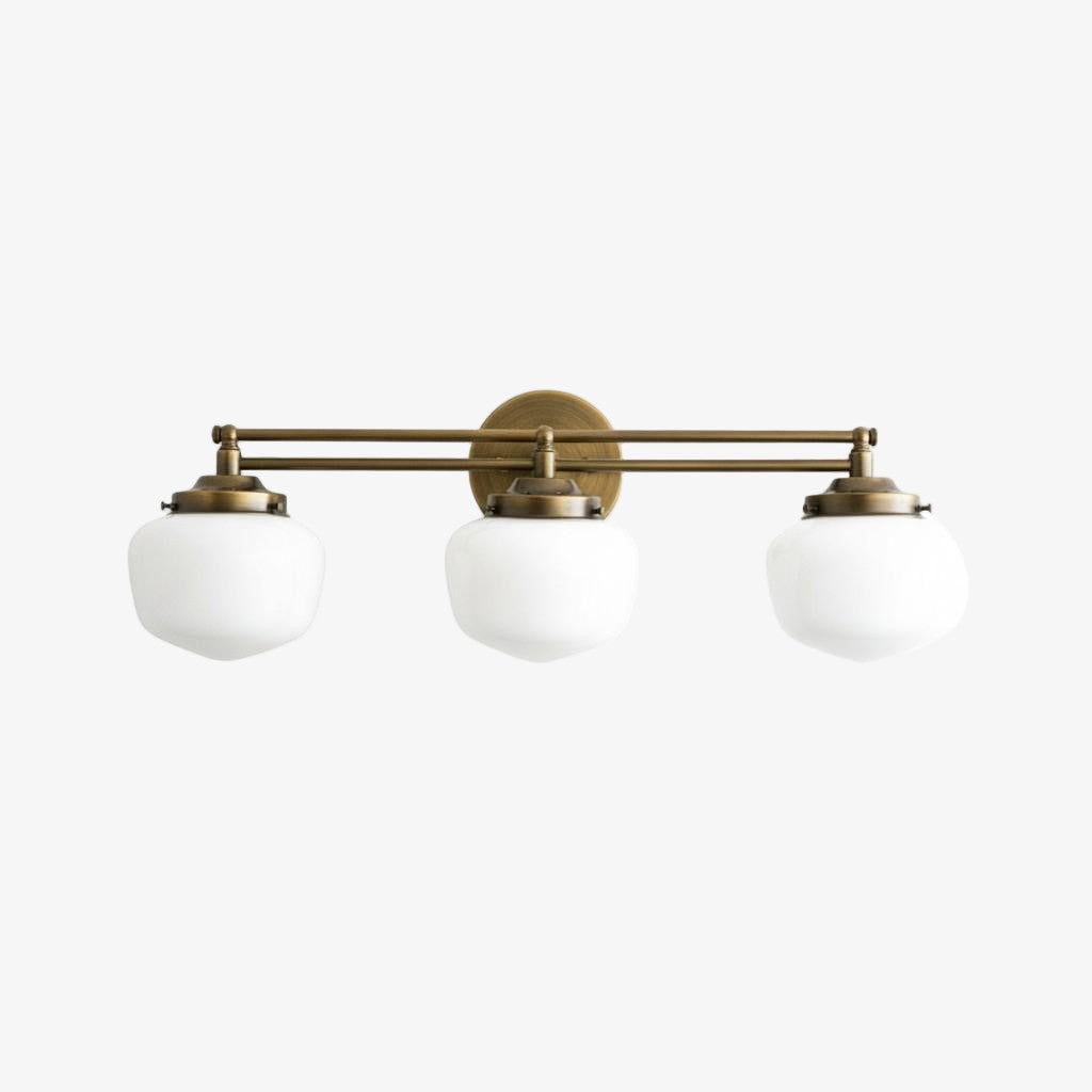 Opalume Glass Art Deco Vanity Light - Bathroom Wall Sconce with White Glass Shades