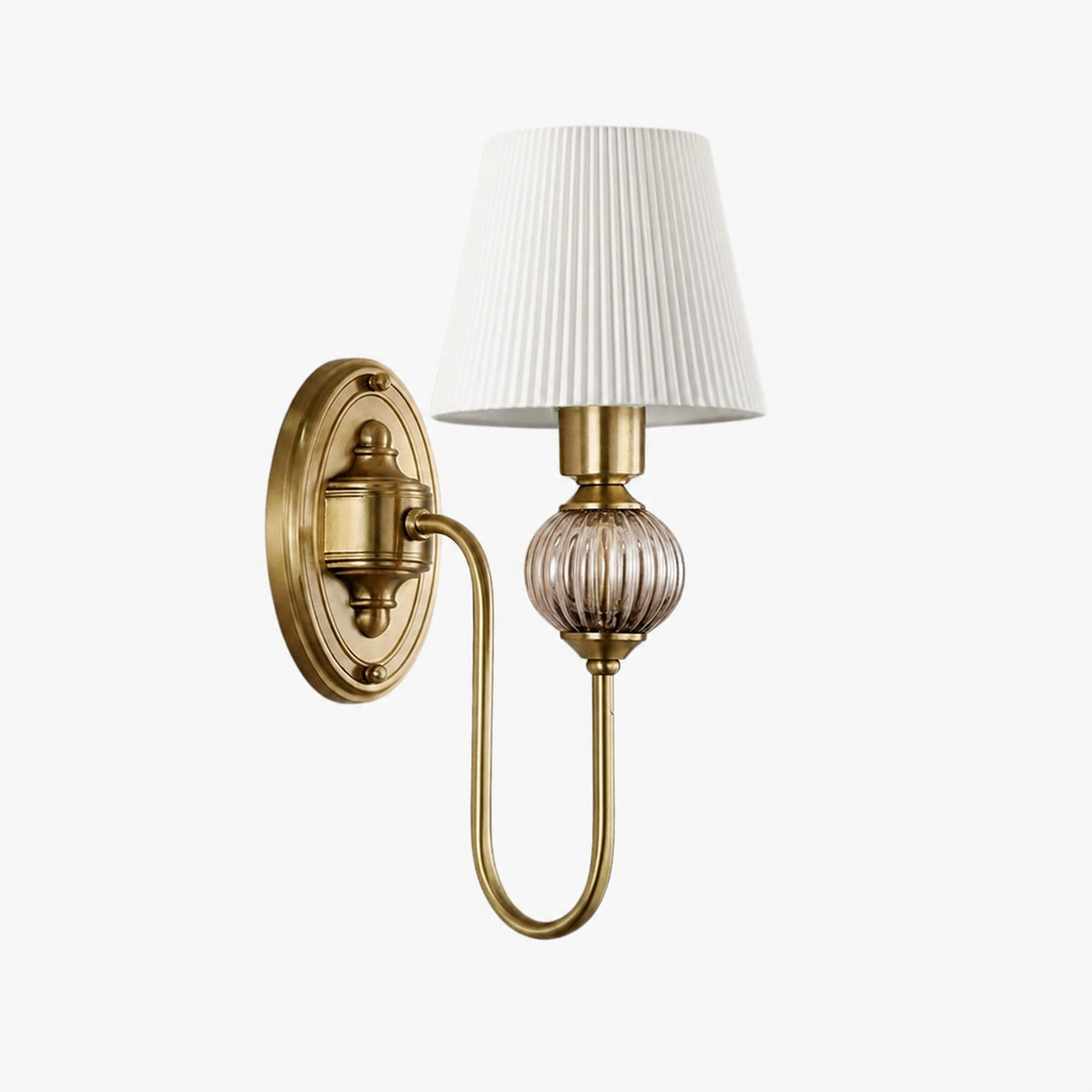 Rowanea Ceramic Wall Sconce with Fabric Shade and Metal Finish – Farmhouse Modern Hallway Light