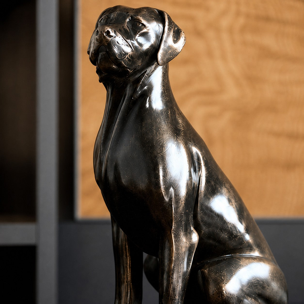 Floxo sitting dog sculpture detail