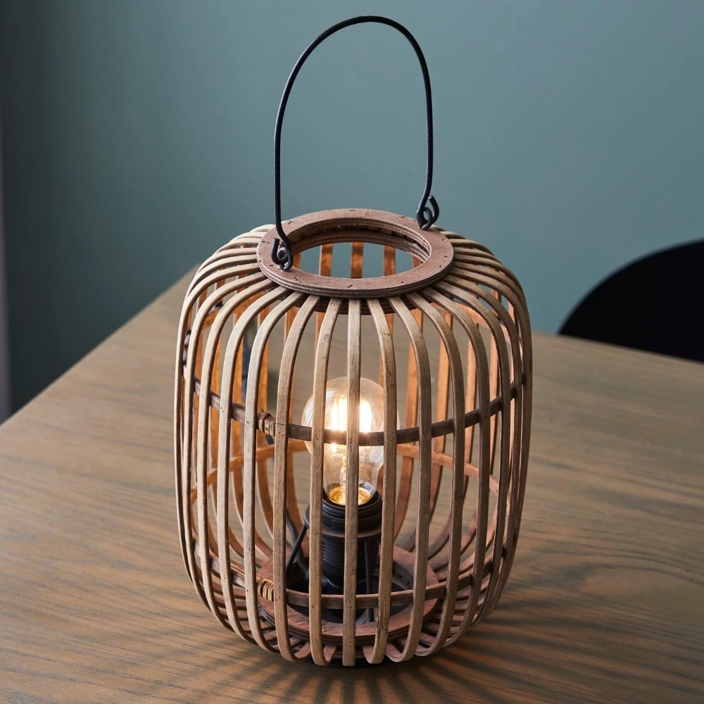 Yumeko Ambient Table Lamp - Open Bamboo Cage Design Stylish and Eco Friendly for Living & Bedroom