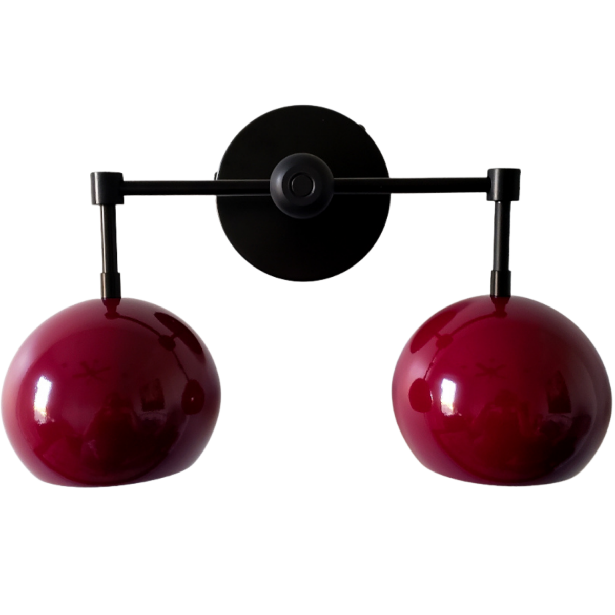 Black Cherry Wall Sconce - Double Bubble Globe-shaped Bath Light
