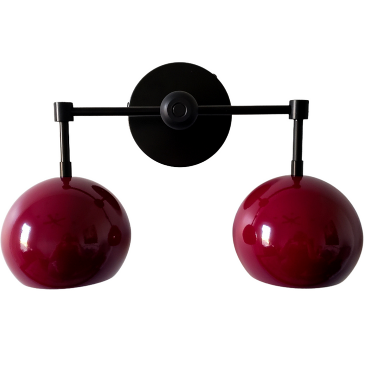 Black Cherry Loa Wall Sconce - Double Bubble Globe-shaped Bath Light