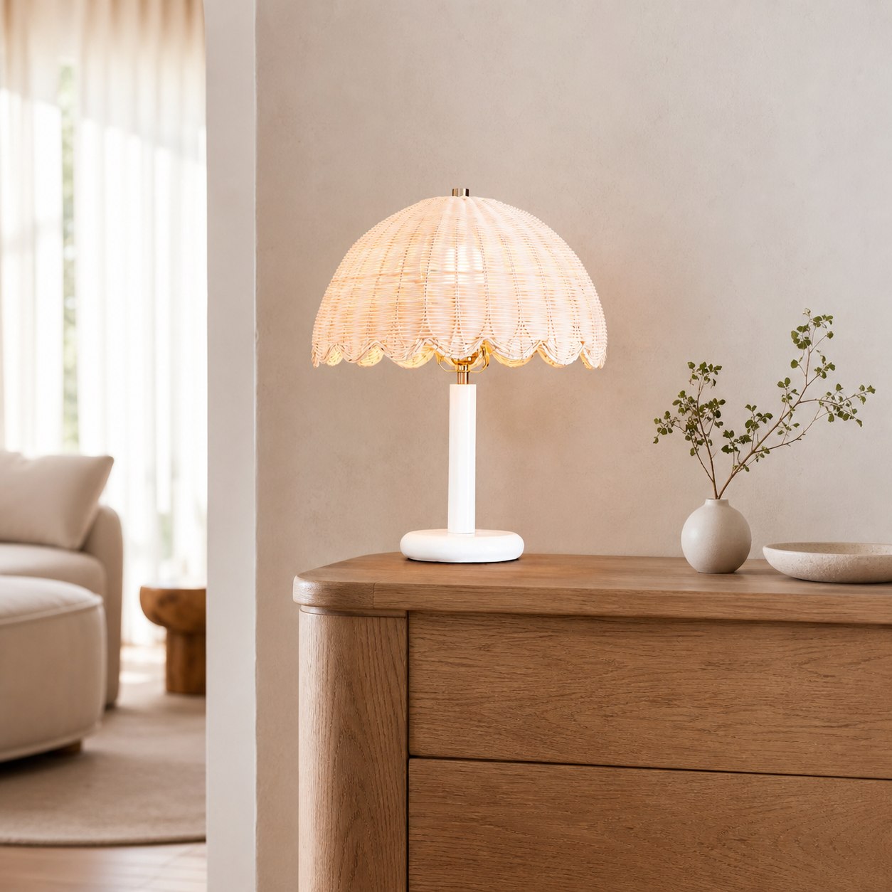 Olvara Rattan Bubble Table Lamp for Kids – Cozy Table Lighting in Boho Style