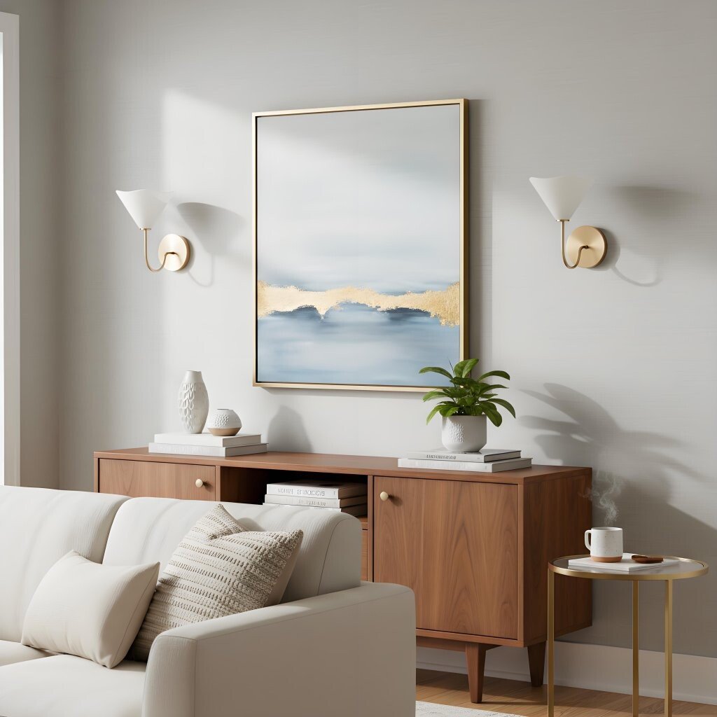 Kysara Brass Linen Wall Lamp - Sculptural Curves Design Suitable for Living Rooms