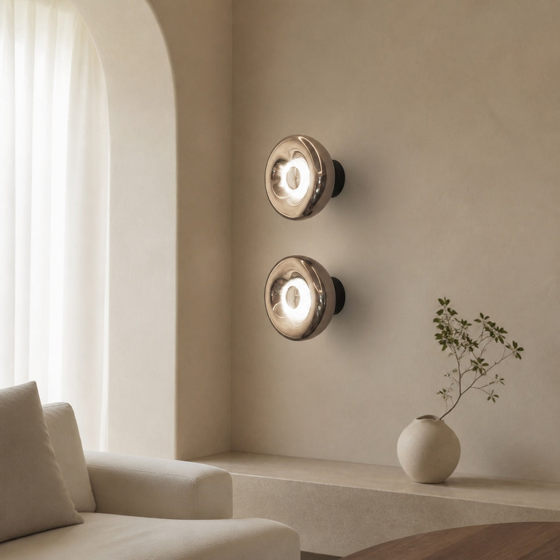 Ivoran Wall Sconce - Round Glass and Metal Modern Sconce for Modern Interiors
