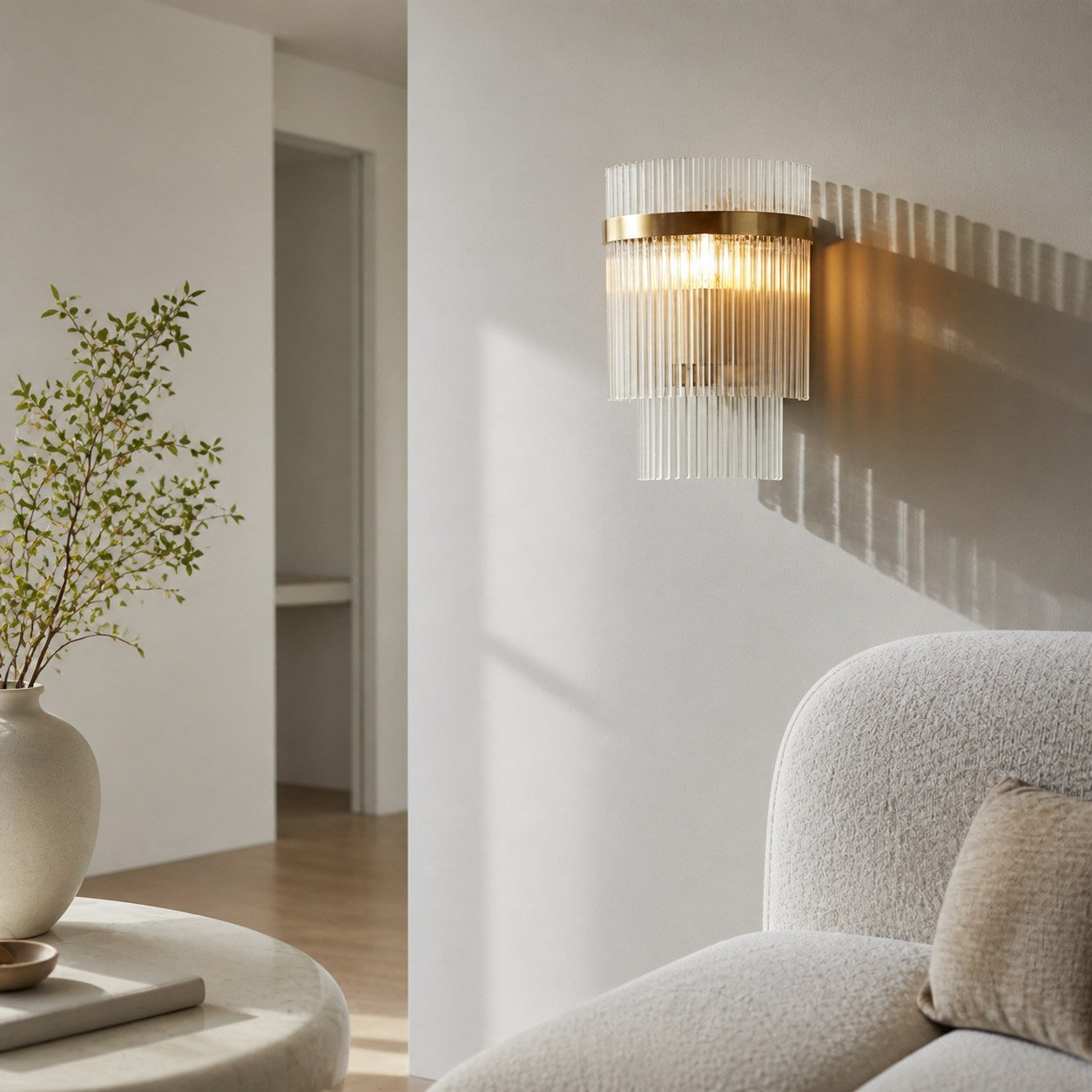 RibGlow Minimalist Glass Rod Wall Light - Elegant Accent Sconce for Home
