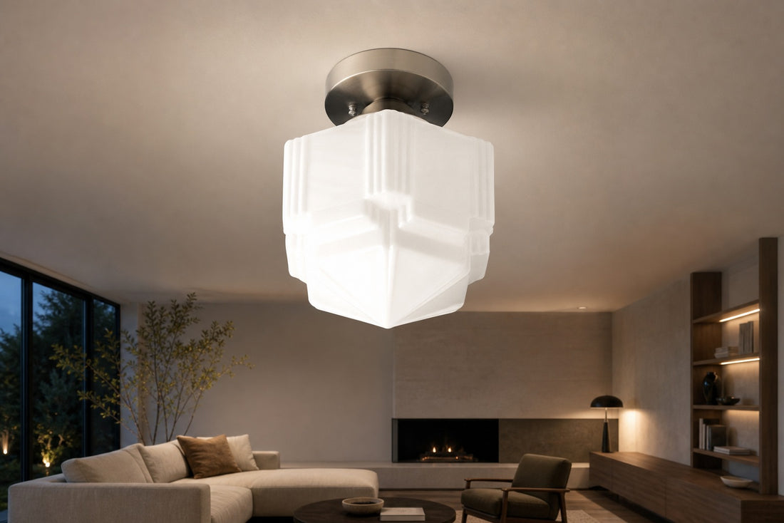 Geotower Glass Art Deco Ceiling Light - Glass Fixture - Elegant Home Lighting