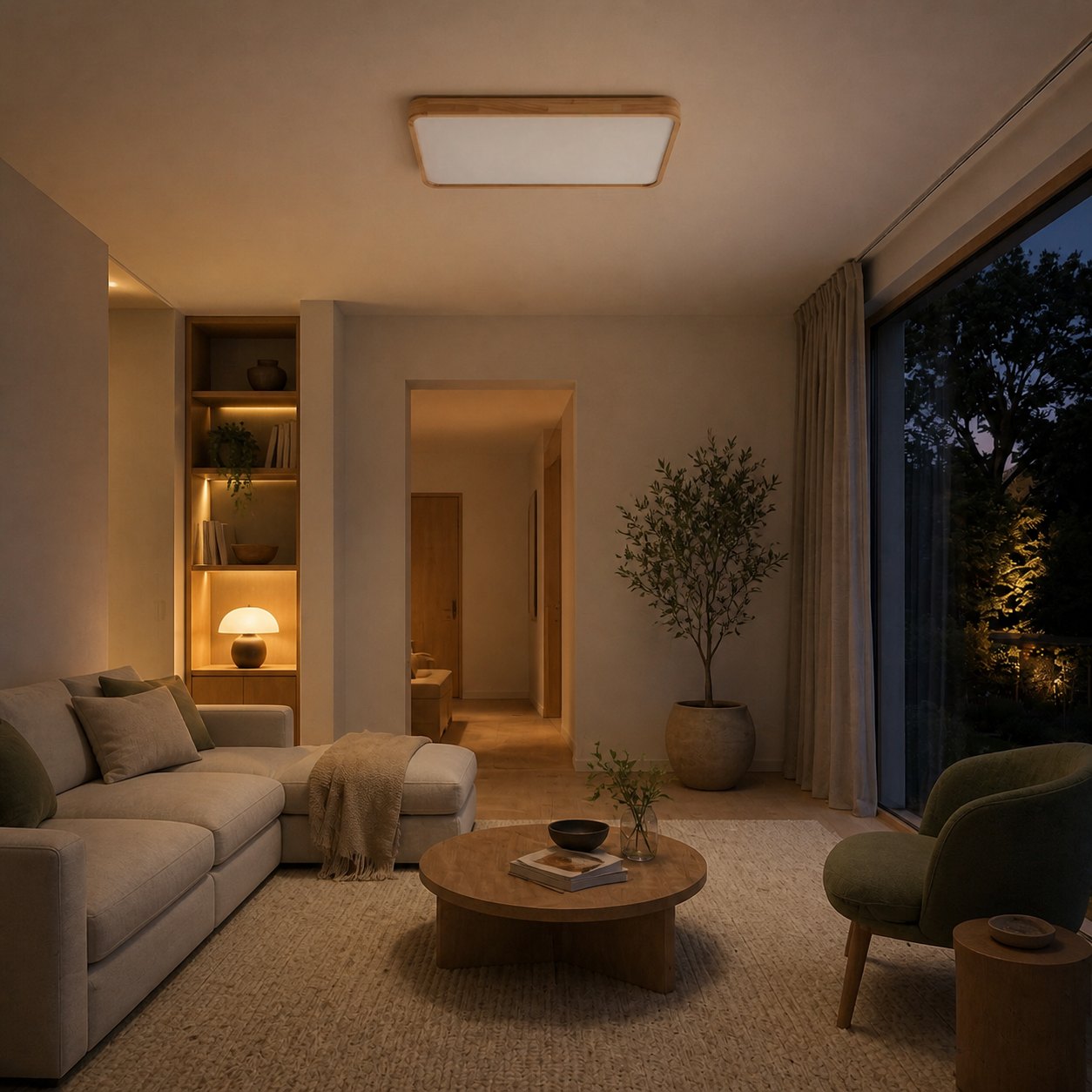 LignoForma Geometric Shape Ceiling Light - Contemporary Wood LED Ceiling for Bedroom and Lounge