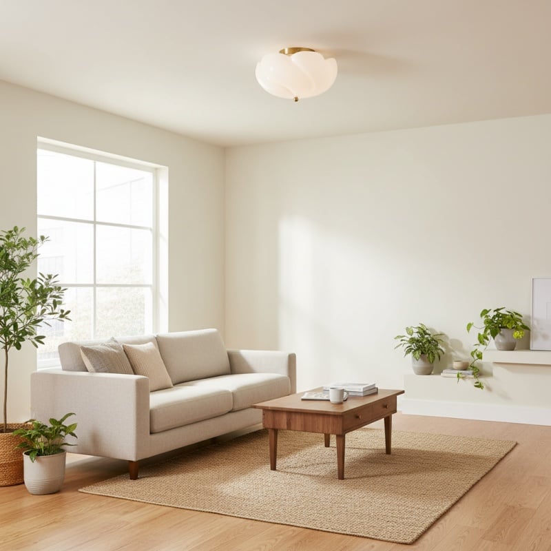 Modo Ceiling Light – Minimalist Glass Shade with Sleek Brass Frame for Dining Room