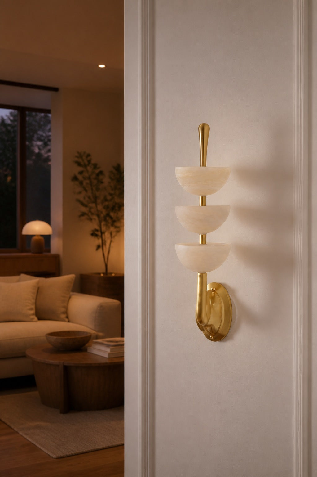 Triple Alabaster Wall Lamp