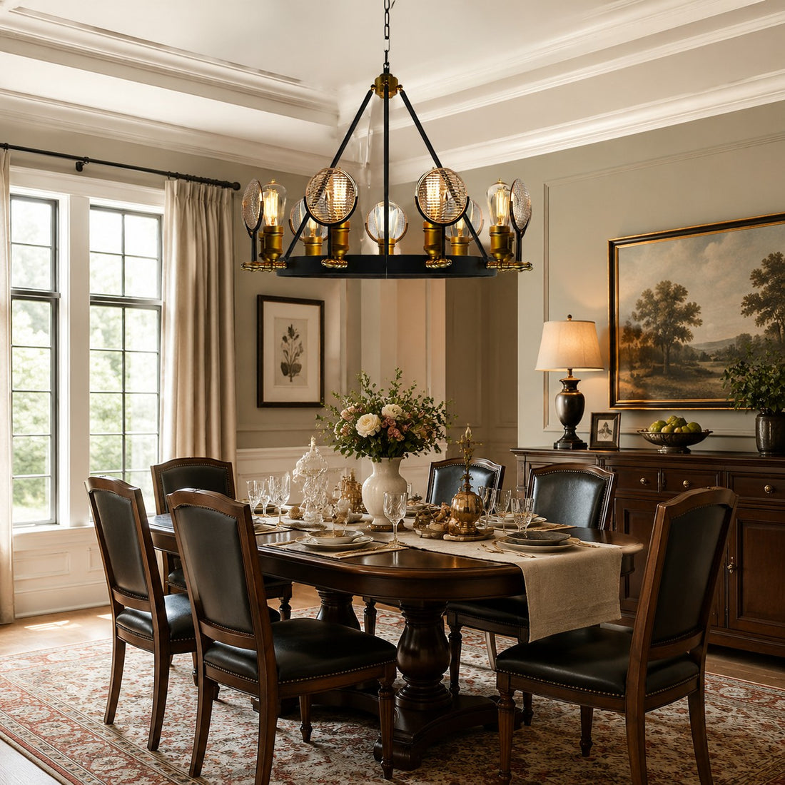 Briarwood Brass Industrial Ribbed Glass Chandelier
