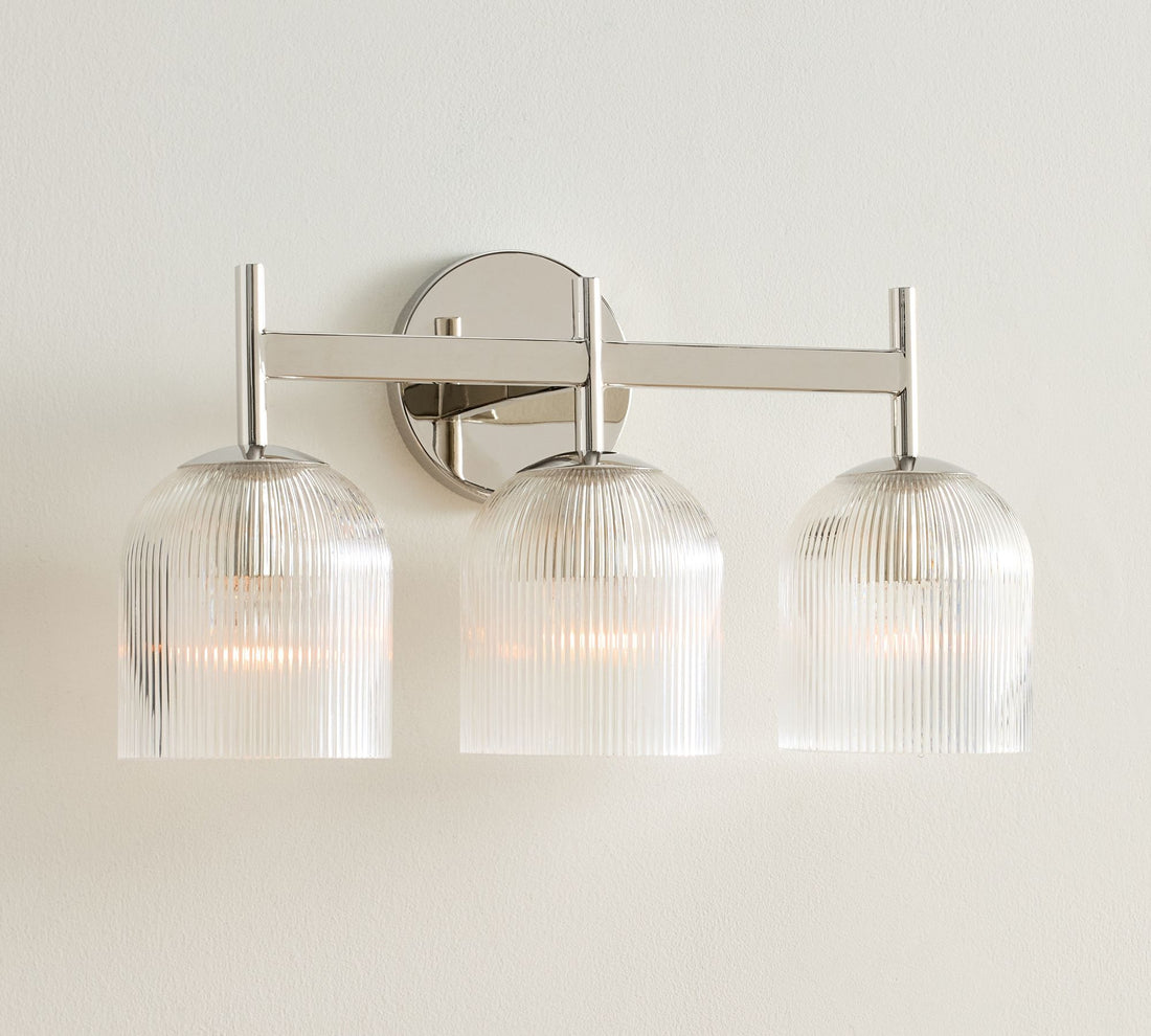 Bravira Ribbed Glass Sconce - Metal Wall Light with Clear Glass Shade