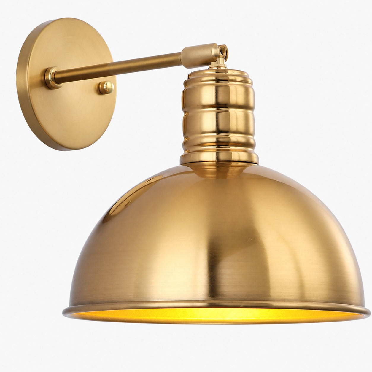 Modern Simple Iron Plated Brass Cone Round 1-Light Wall Sconce Lamp