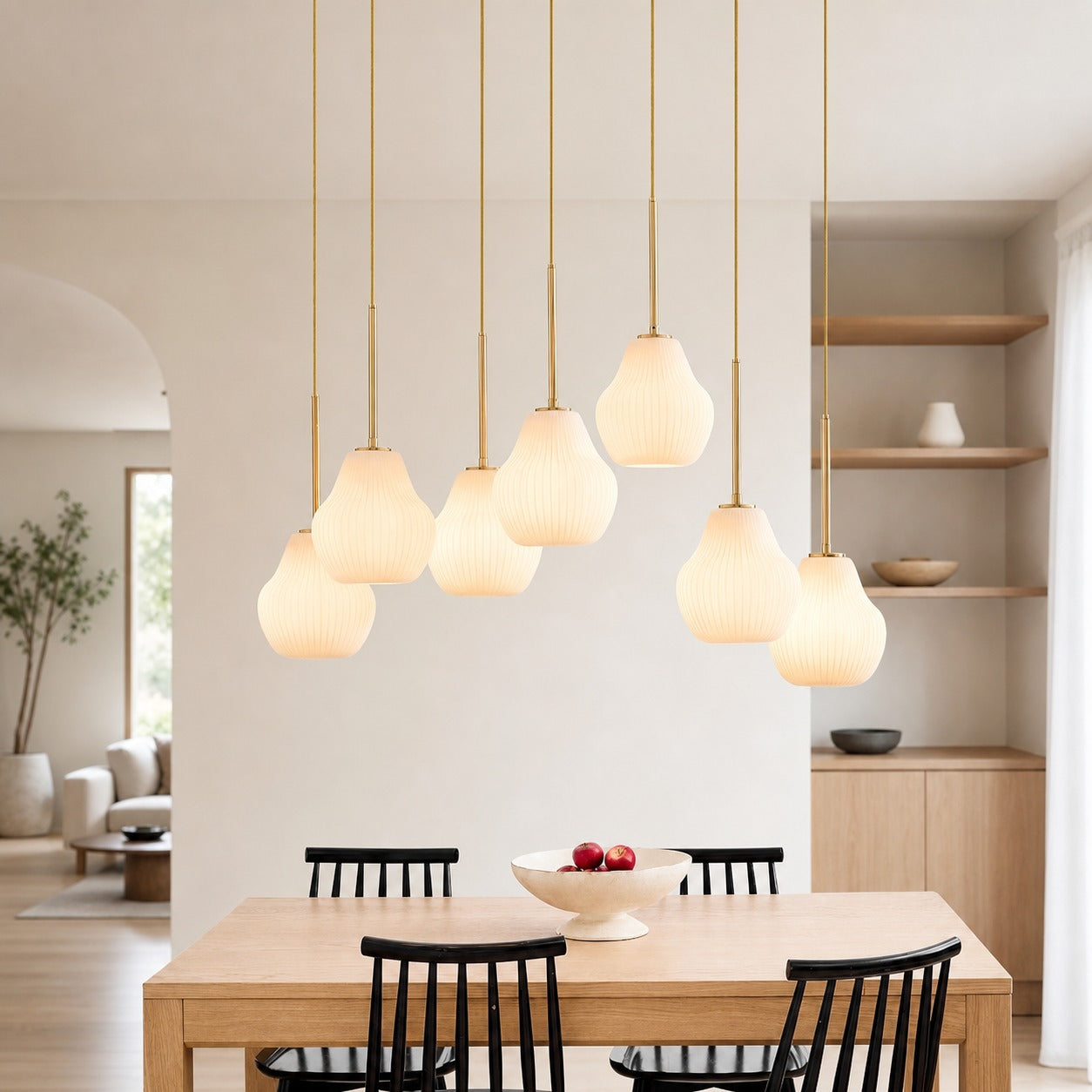 Rivrona Contemporary 7-Light Chandelier - Modern Glass Lighting for Dining Rooms