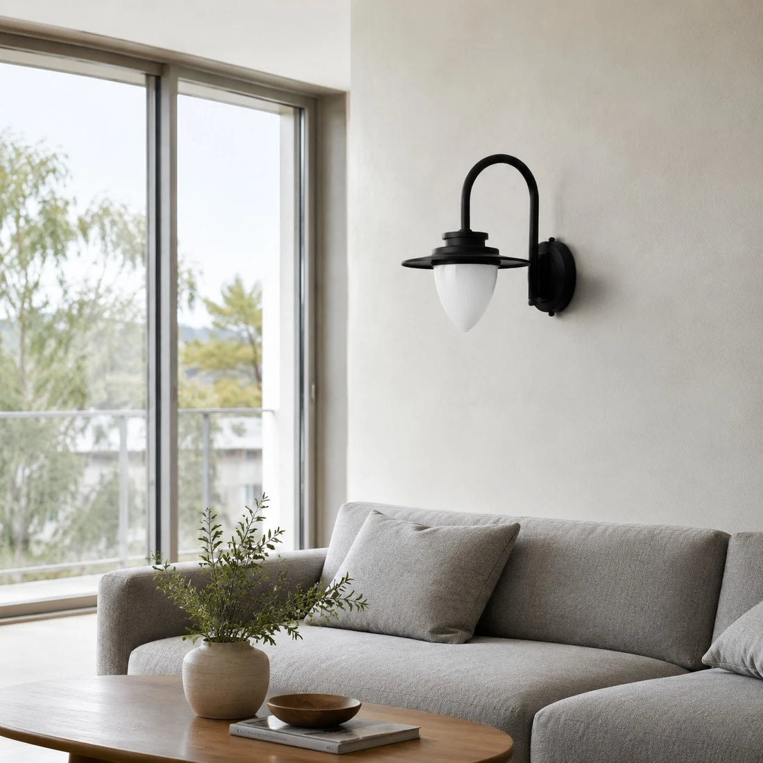 Outdoor wall lantern detail and scene