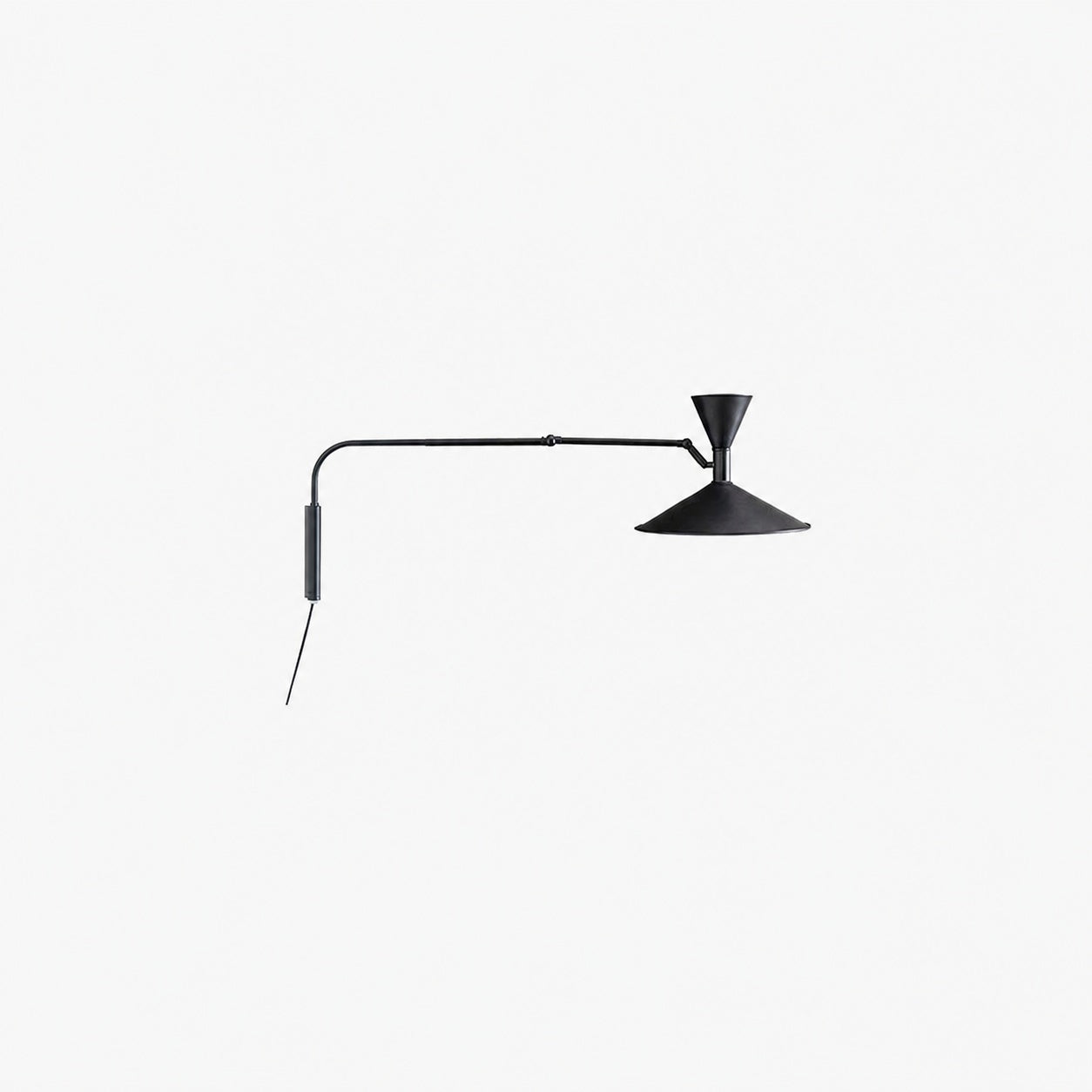 Ivoran Plug-In Swing Arm Wall Sconce - Metal Cone Adjustable Reading Light for Bedroom and Study