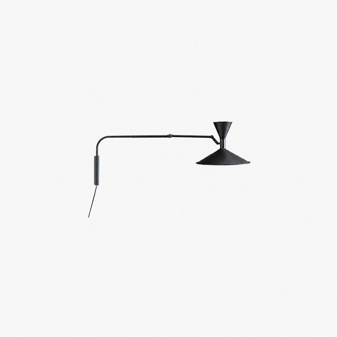 Ivoran Plug-In Swing Arm Wall Sconce - Metal Cone Adjustable Reading Light for Bedroom and Study