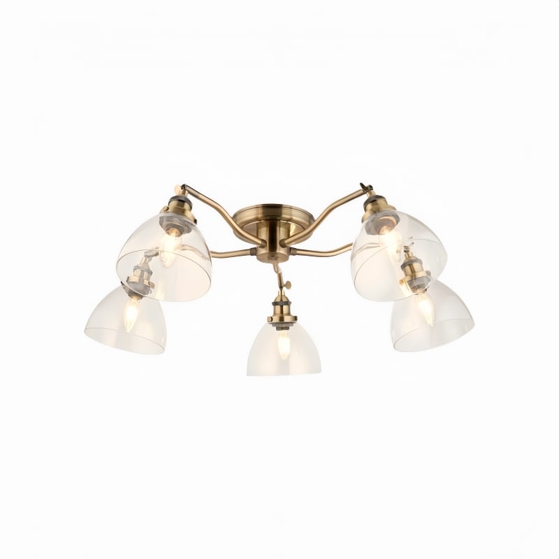 Novera Vintage-Inspired Semi-Flush Ceiling Fixture with Curved Arms for Living Spaces