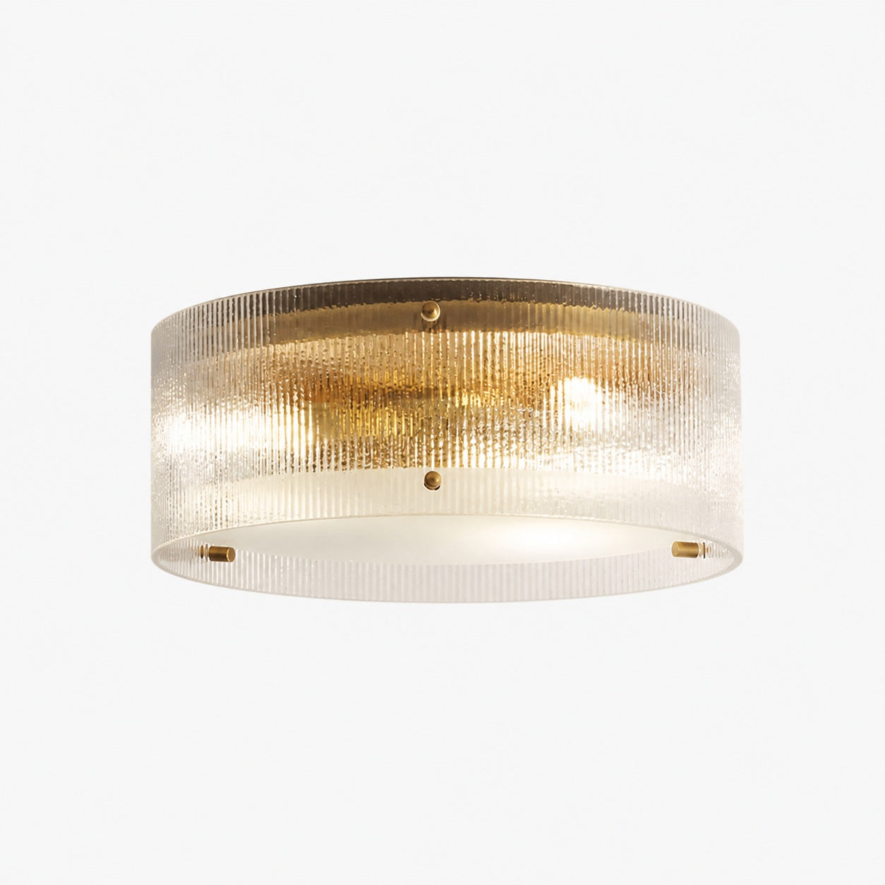 Glimmerove Fluted Glass Brass Round Ceiling Light – Rustic Chic Flush Mount for Living Rooms and Bathrooms