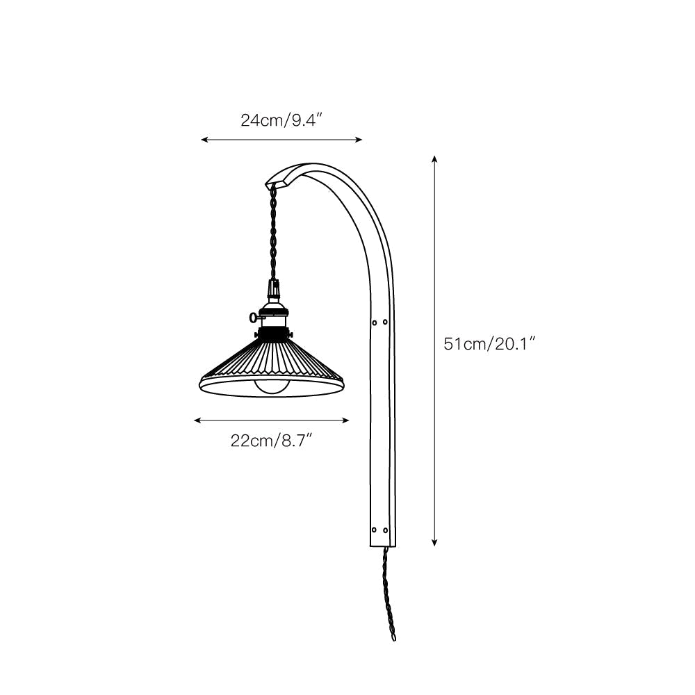 Curved Walnut Ceramic Plug-in Wall Light