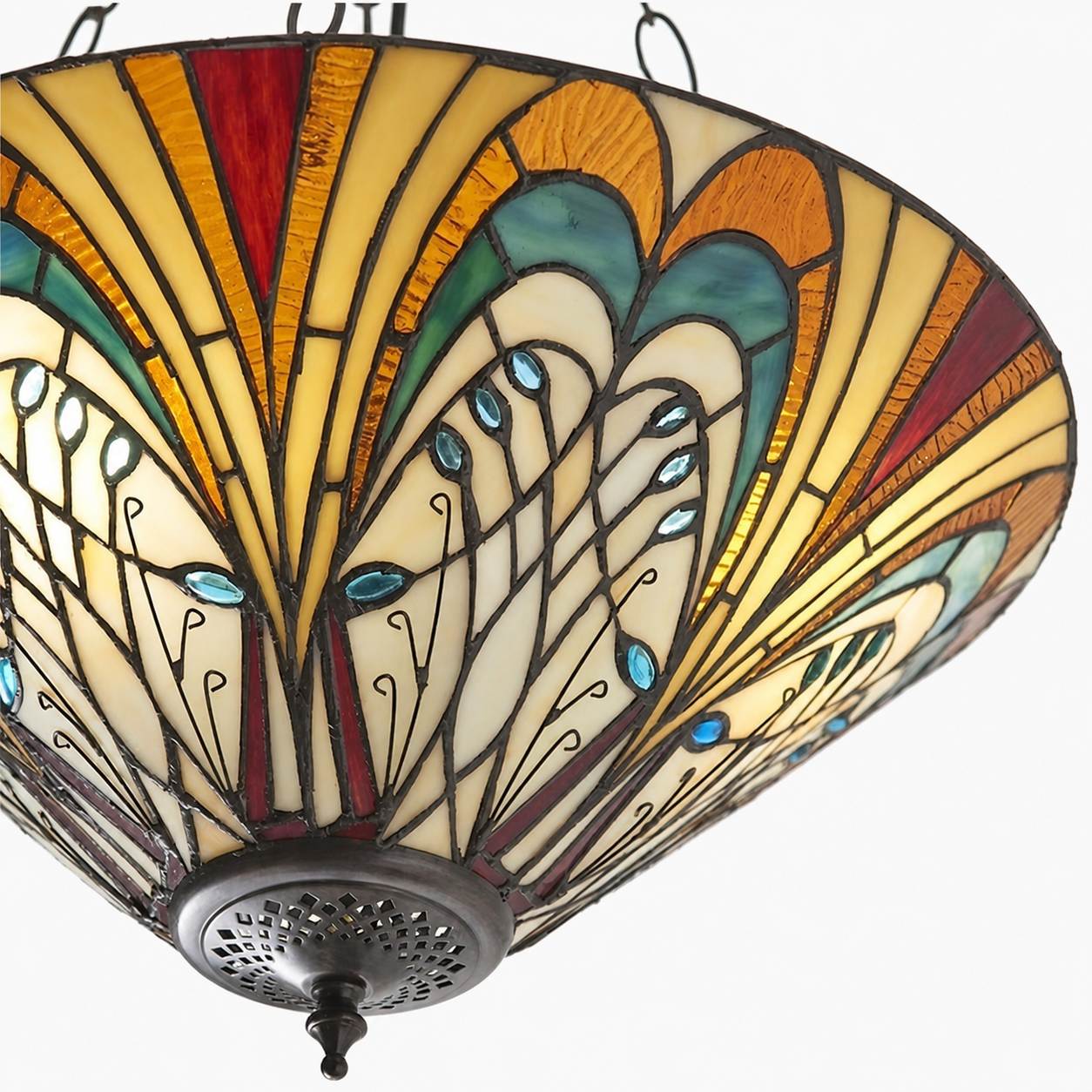 TF Hector Ceiling Light – Handcrafted Stained Glass Design Semi‑Flush or Pendant Fixture for Home
