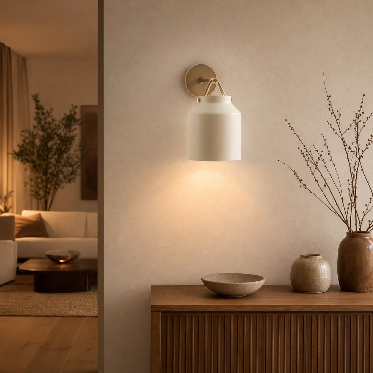 Hanton Modern Minimalist Brass and Glass Sconce – Damp Rated for Bathrooms